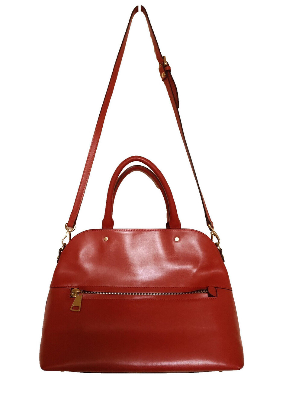 A.Belucci Bright Red Leather Satchel 2 Way Bag Italy EUC